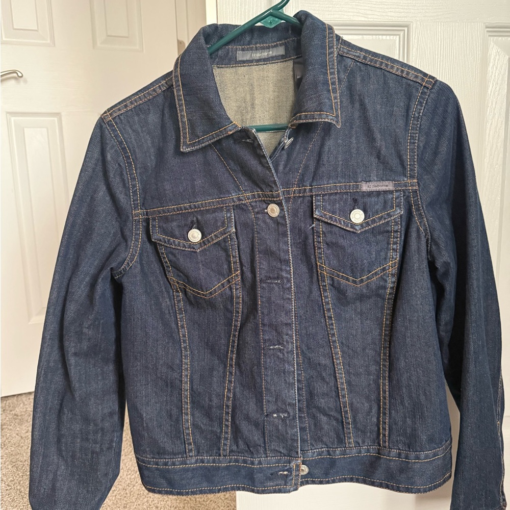 Liz Claiborne Dark Blue Denim Jacket - Women's Trucker Style